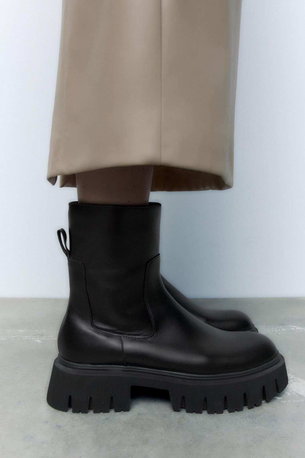 Zara Leather Lug Soled Ankle Boots