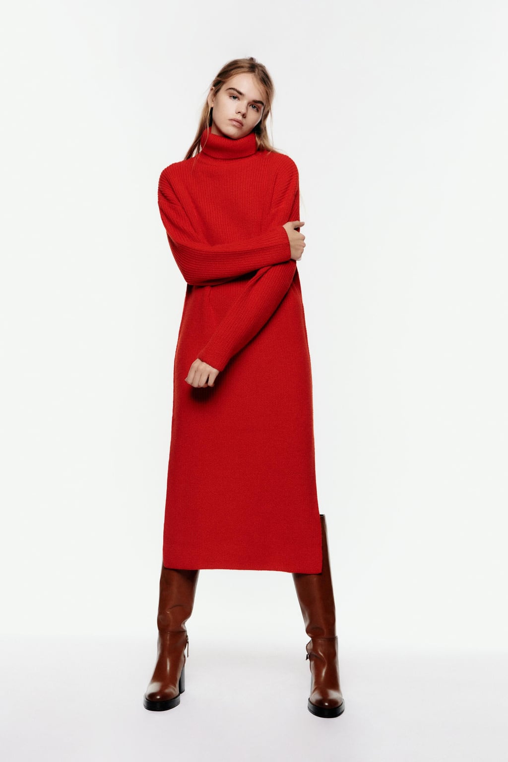 Zara Long Knit Turtleneck Dress